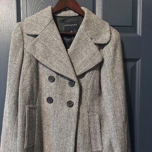 Banana Republic Black and White Herringbone Coat Brand New